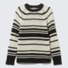 Striped Knitted Raglan-Sleeved Sweater – Striped Beige Striped Knitted Raglan-Sleeved Sweater – Striped Beige