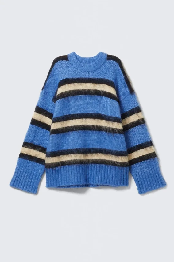 Striped Long-Sleeve Sweater – Striped Blue Striped Long-Sleeve Sweater – Striped Blue