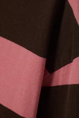 Striped Long-Sleeved Mini Dress – Pink & Brown Stripes