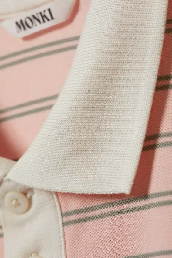 Striped Relaxed Fit Polo Shirt – Striped Pink Striped Relaxed Fit Polo Shirt – Striped Pink