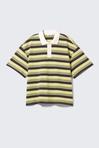 Striped Relaxed Fit Polo Shirt – Yellow & Black Stripes