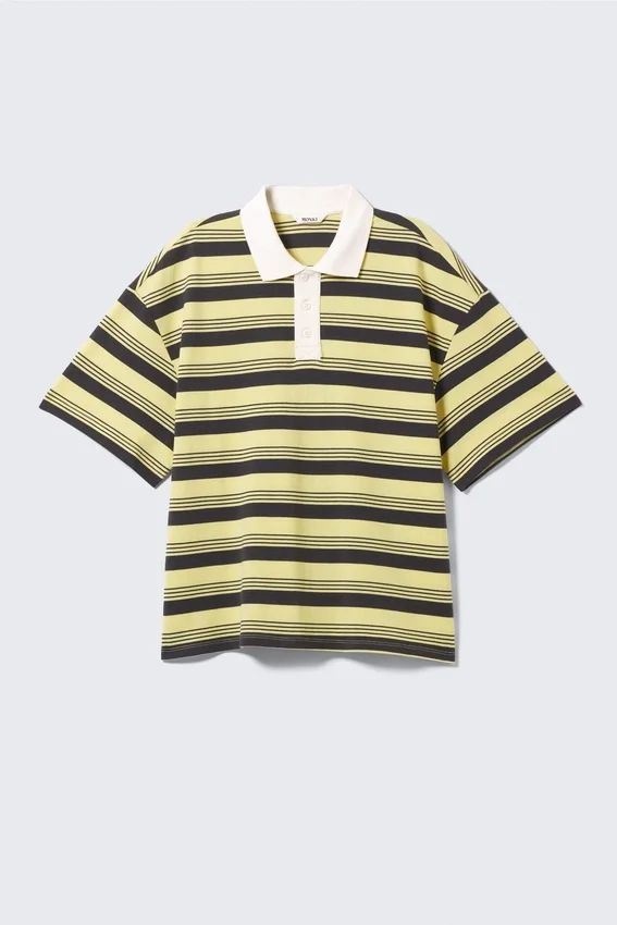 Striped Relaxed Fit Polo Shirt – Yellow & Black Stripes Striped Relaxed Fit Polo Shirt – Yellow & Black Stripes