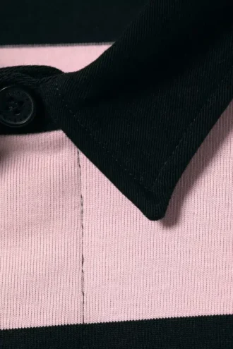 Striped Relaxed Fit Rugby Shirt – Light Pink & Black Stripes Striped Relaxed Fit Rugby Shirt – Light Pink & Black Stripes