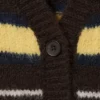 Striped V-Neck Cardigan – Dark Brown & Yellow Stripes Striped V-Neck Cardigan – Dark Brown & Yellow Stripes