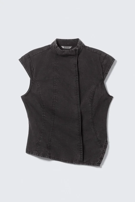 Structured Asymmetric Cotton Top – Black Structured Asymmetric Cotton Top – Black