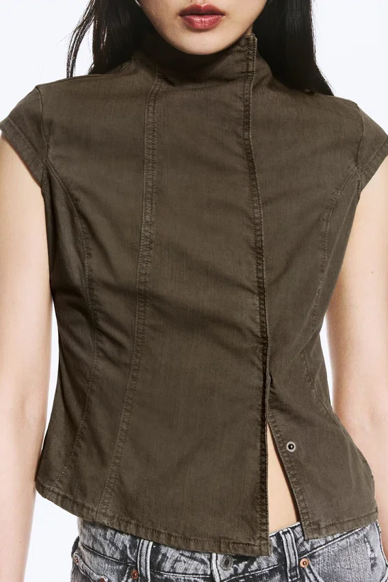 Structured Asymmetric Cotton Top – Dark Mole Structured Asymmetric Cotton Top – Dark Mole