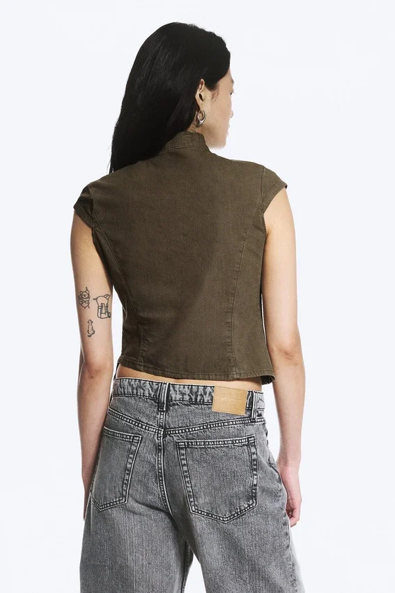 Structured Asymmetric Cotton Top – Dark Mole Structured Asymmetric Cotton Top – Dark Mole