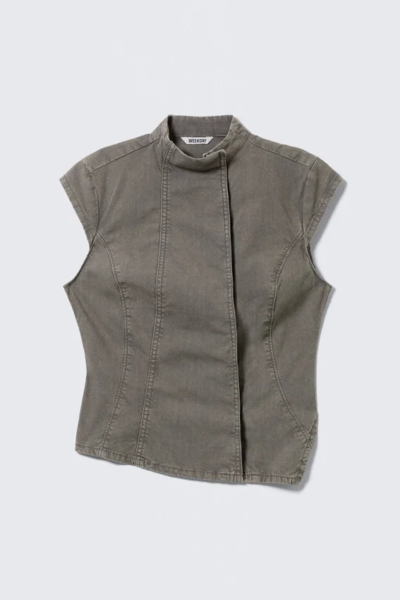 Structured Asymmetric Cotton Top – Grey Structured Asymmetric Cotton Top – Grey
