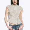 Structured Asymmetric Cotton Top – Light Mole – Camouflage Structured Asymmetric Cotton Top – Light Mole – Camouflage