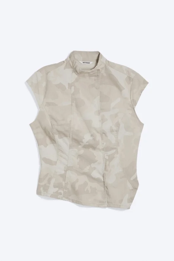 Structured Asymmetric Cotton Top – Light Mole – Camouflage Structured Asymmetric Cotton Top – Light Mole – Camouflage