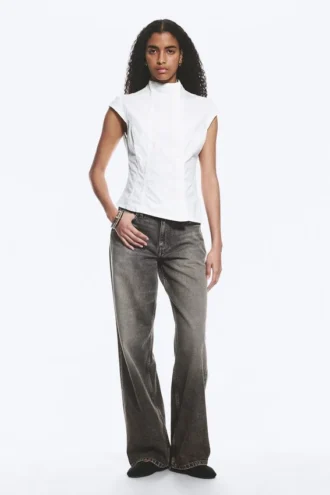 Structured Asymmetric Cotton Top – White