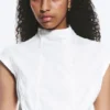 Structured Asymmetric Cotton Top – White Structured Asymmetric Cotton Top – White