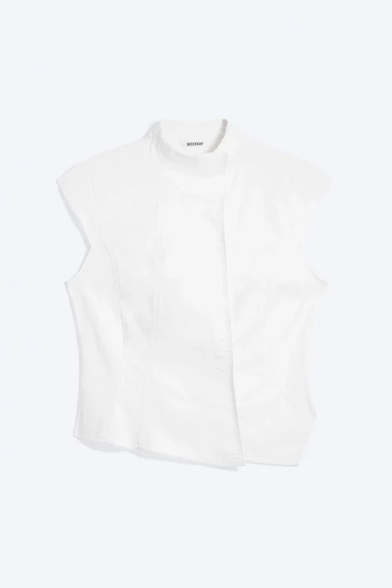 Structured Asymmetric Cotton Top – White Structured Asymmetric Cotton Top – White