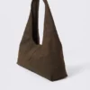 Structured Buckle Canvas Shoulder Bag – Brown Structured Buckle Canvas Shoulder Bag – Brown