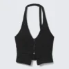 Structured Halter Zip Waistcoat – Black Structured Halter Zip Waistcoat – Black