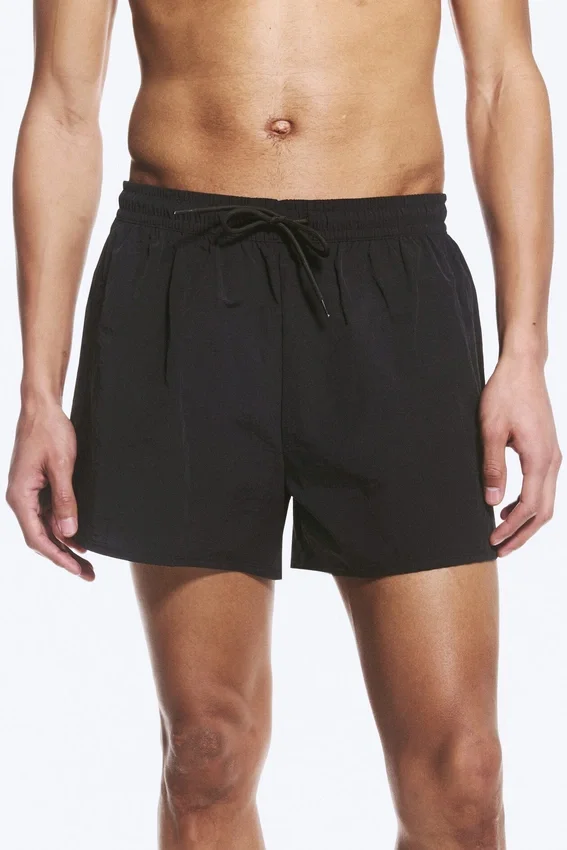 Structured Mid-Thigh Swim Shorts – Black Structured Mid-Thigh Swim Shorts – Black