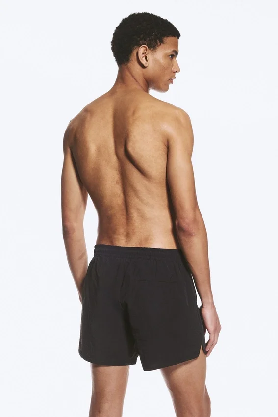 Structured Mid-Thigh Swim Shorts – Black Structured Mid-Thigh Swim Shorts – Black