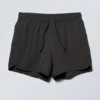 Structured Mid-Thigh Swim Shorts – Black Structured Mid-Thigh Swim Shorts – Black