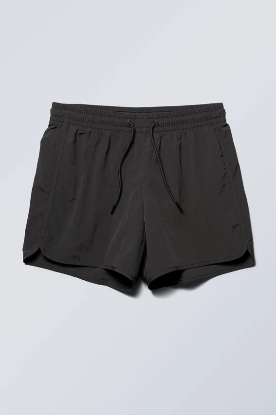 Structured Mid-Thigh Swim Shorts – Black Structured Mid-Thigh Swim Shorts – Black