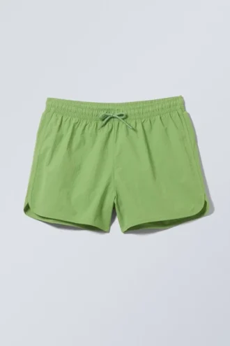 Structured Mid-Thigh Swim Shorts – Bright Green