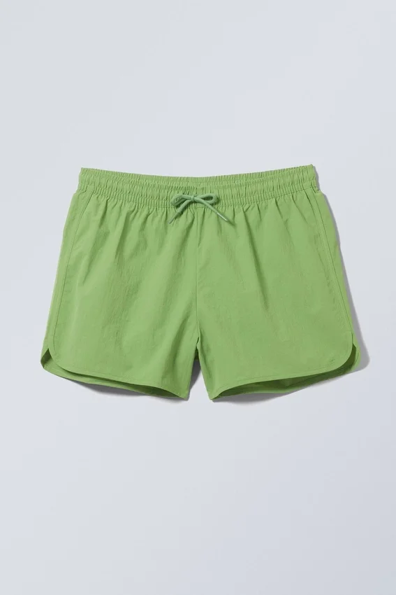 Structured Mid-Thigh Swim Shorts – Bright Green Structured Mid-Thigh Swim Shorts – Bright Green