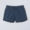 Structured Mid-Thigh Swim Shorts – Dark Blue Structured Mid-Thigh Swim Shorts – Dark Blue