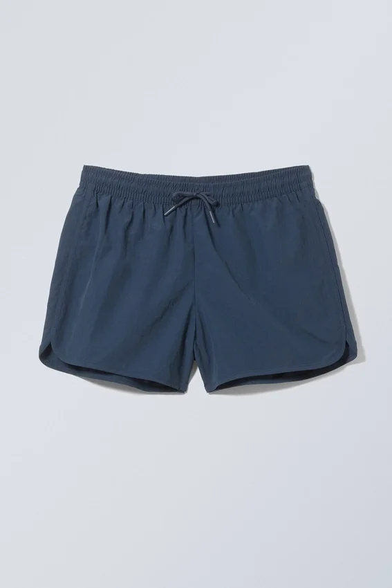 Structured Mid-Thigh Swim Shorts – Dark Blue Structured Mid-Thigh Swim Shorts – Dark Blue