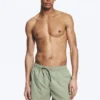 Structured Mid-Thigh Swim Shorts – Light Dusty Khaki Green Structured Mid-Thigh Swim Shorts – Light Dusty Khaki Green