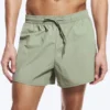 Structured Mid-Thigh Swim Shorts – Light Dusty Khaki Green Structured Mid-Thigh Swim Shorts – Light Dusty Khaki Green