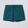 Structured Mid-Thigh Swim Shorts – Petrol