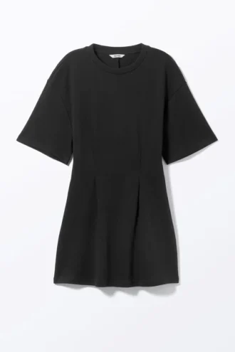 Structured Mini T-Shirt Dress – Black