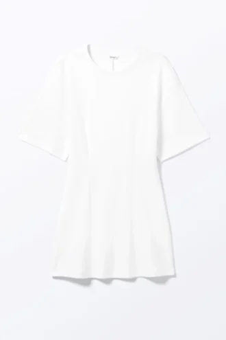 Structured Mini T-Shirt Dress – White