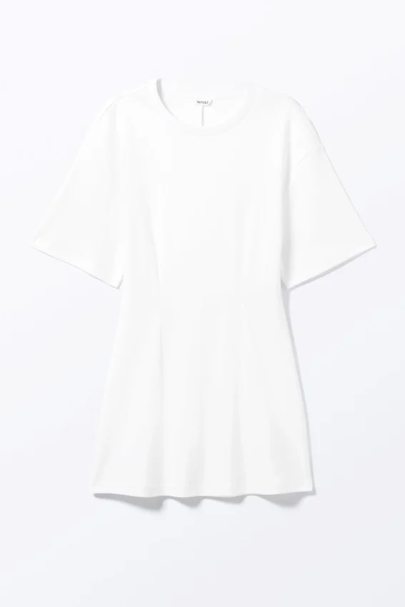 Structured Mini T-Shirt Dress – White Structured Mini T-Shirt Dress – White