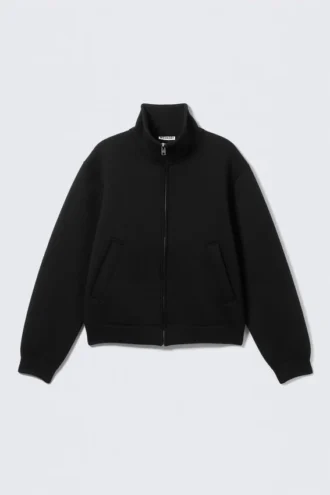 Structured Scuba Zip Jacket – Black
