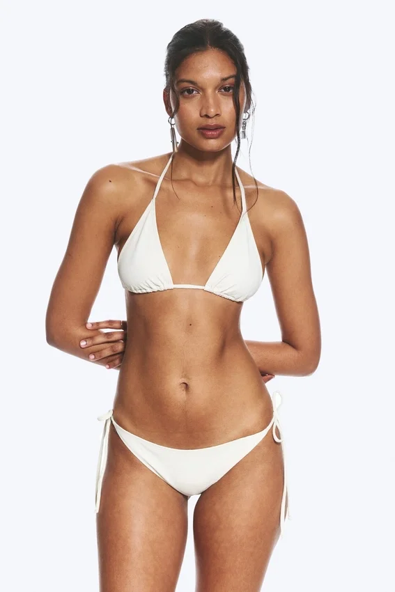 Structured Strappy Tie Bikini Bottoms – Light Beige Structured Strappy Tie Bikini Bottoms – Light Beige