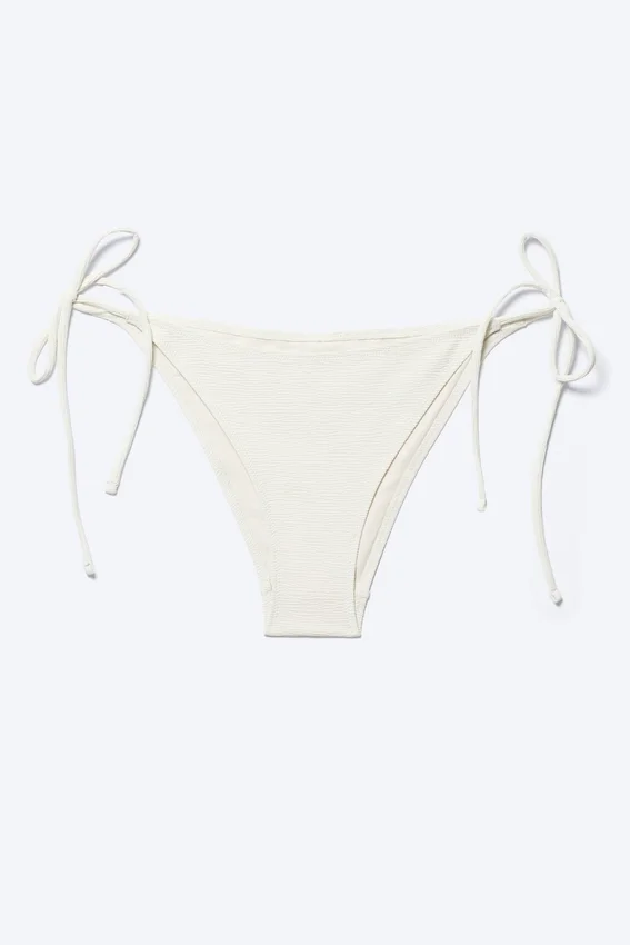 Structured Strappy Tie Bikini Bottoms – Light Beige Structured Strappy Tie Bikini Bottoms – Light Beige