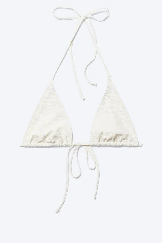 Structured Strappy Triangle Bikini Top – Light Beige Structured Strappy Triangle Bikini Top – Light Beige