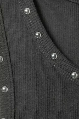 Stud Detailed Tank Top – Dark Grey – Studs