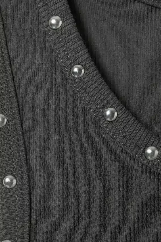 Stud Detailed Tank Top – Dark Grey – Studs Stud Detailed Tank Top – Dark Grey – Studs