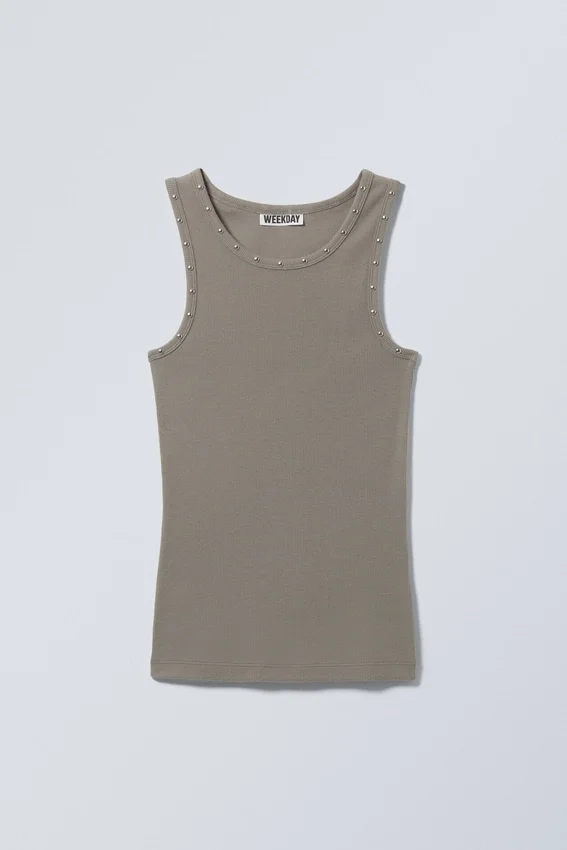 Stud Detailed Tank Top – Dusty Mole Stud Detailed Tank Top – Dusty Mole