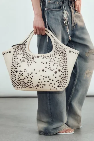 Studded Canvas Bag – Dusty Light Mole
