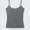 Studded Cotton Singlet – Dark Grey Studded Cotton Singlet – Dark Grey
