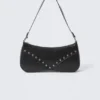 Studded Faux Leather Shoulder Bag – Black Studded Faux Leather Shoulder Bag – Black