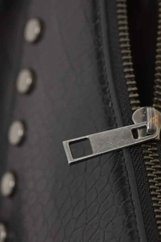 Studded Faux Leather Shoulder Bag – Black Studded Faux Leather Shoulder Bag – Black