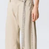Studded Linen-Blend Choker Necklace – Beige Studded Linen-Blend Choker Necklace – Beige