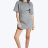 Studded Mini Scuba Tee Dress – Grey Melange – Studs Studded Mini Scuba Tee Dress – Grey Melange – Studs