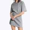 Studded Mini Scuba Tee Dress – Grey Melange – Studs Studded Mini Scuba Tee Dress – Grey Melange – Studs