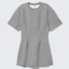 Studded Mini Scuba Tee Dress – Grey Melange – Studs Studded Mini Scuba Tee Dress – Grey Melange – Studs