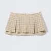 Studded Pleated Mini Skirt – Beige Studded Pleated Mini Skirt – Beige
