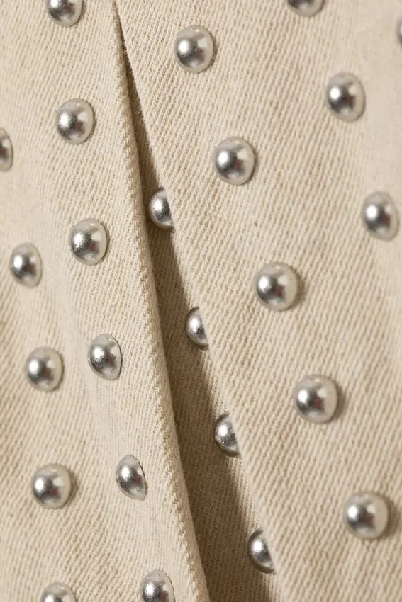 Studded Pleated Mini Skirt – Beige Studded Pleated Mini Skirt – Beige